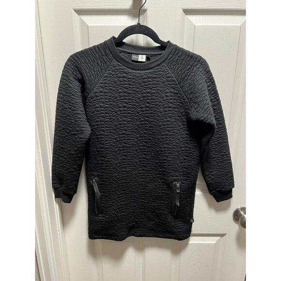 Molo | Cosima Black Textured Sweatshirt‎ Dress Side Zip Pockets Sz 140/10 - Picture 1 of 5